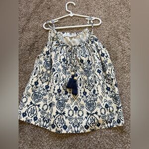 Midnight sky Navy and Cream Patterned tank Top size xs